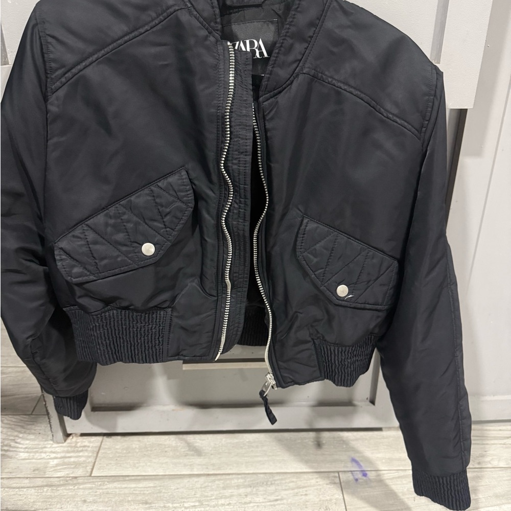 Zara Elegant Black Satin Jacket